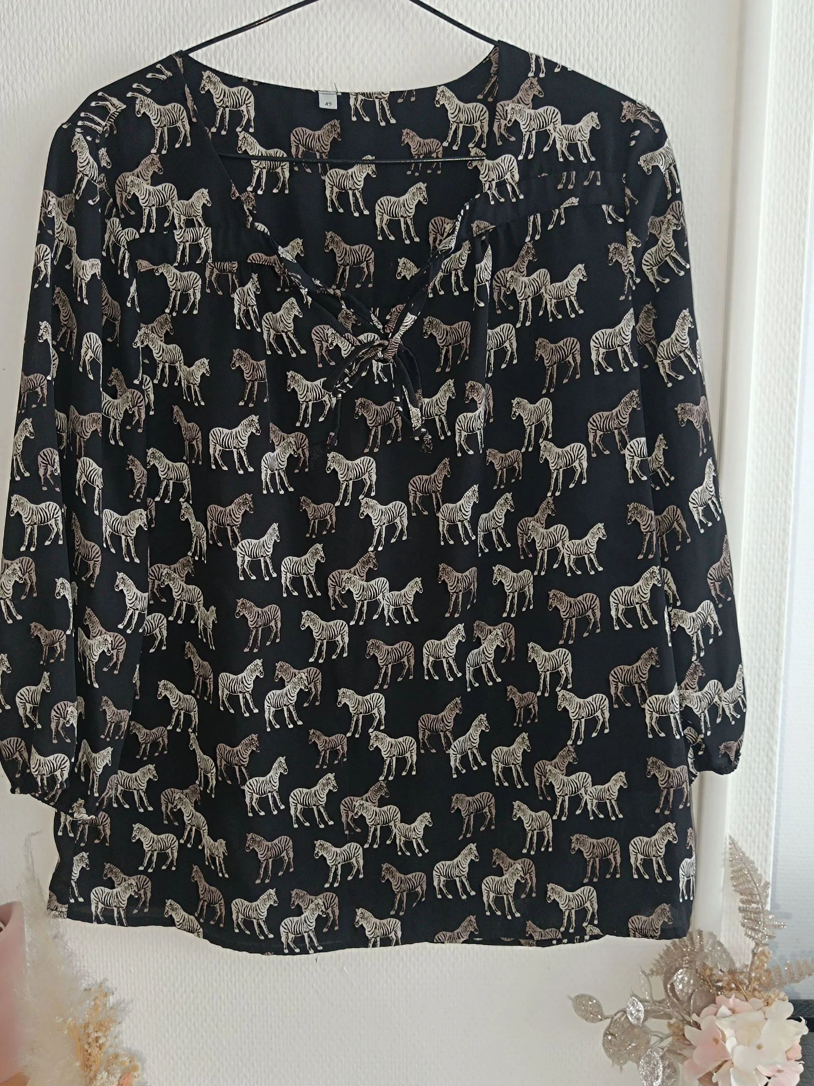 Blouse 3/4-motif zèbre - Taille 42